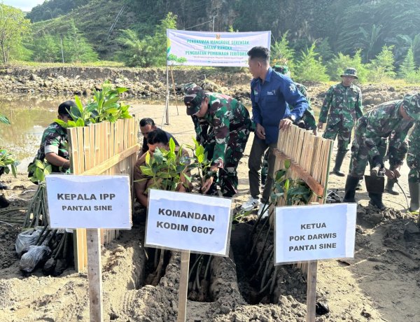 TNI Peduli Lingkungan, Dandim Tulungagung Pimpin Penanaman Mangrove di Cemoro Sewu Sine